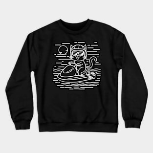 Cute Cat Jet Skiing Summer Gift Crewneck Sweatshirt